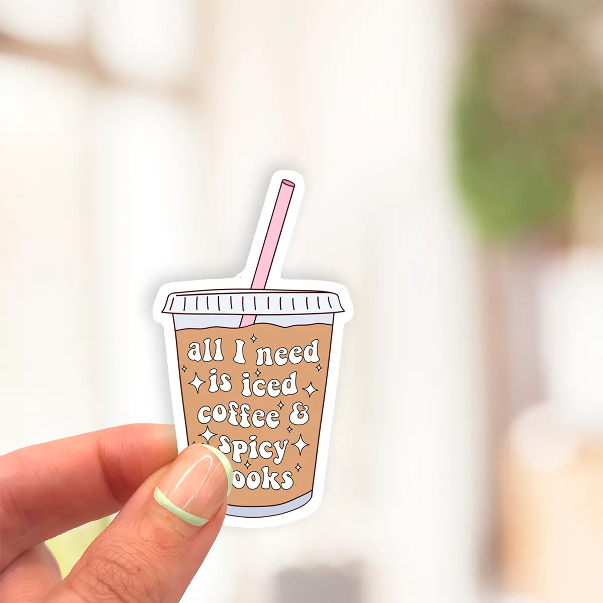 All I need Is Iced Coffee & Spicy Books Sticker, Book Stickers, Bookish Stickers, Smut Books Sticker, Iced Coffee Sticker, Reading Sticker, Sticker for Kindle, Laptop Sticker, Coffee And Books