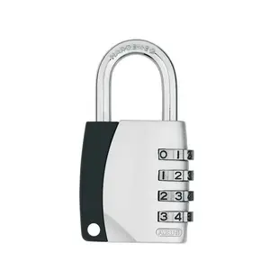 ABUS 155/40 C Chrome Side 4-Dial Resettable Combination Safety Lock, Padlock for Tools & Hardware Applications, Combination Lock