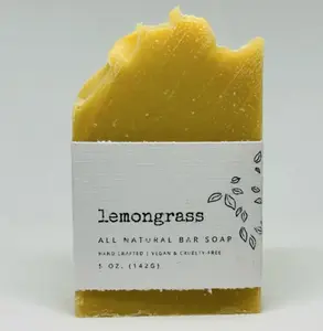 Lemongrass Bar Soap - Handmade with French Yellow Clay Lemongrass Essential Oil Cruelty-Free Vegan USA Made