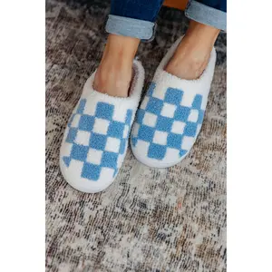 Checked Out Slippers in Blue