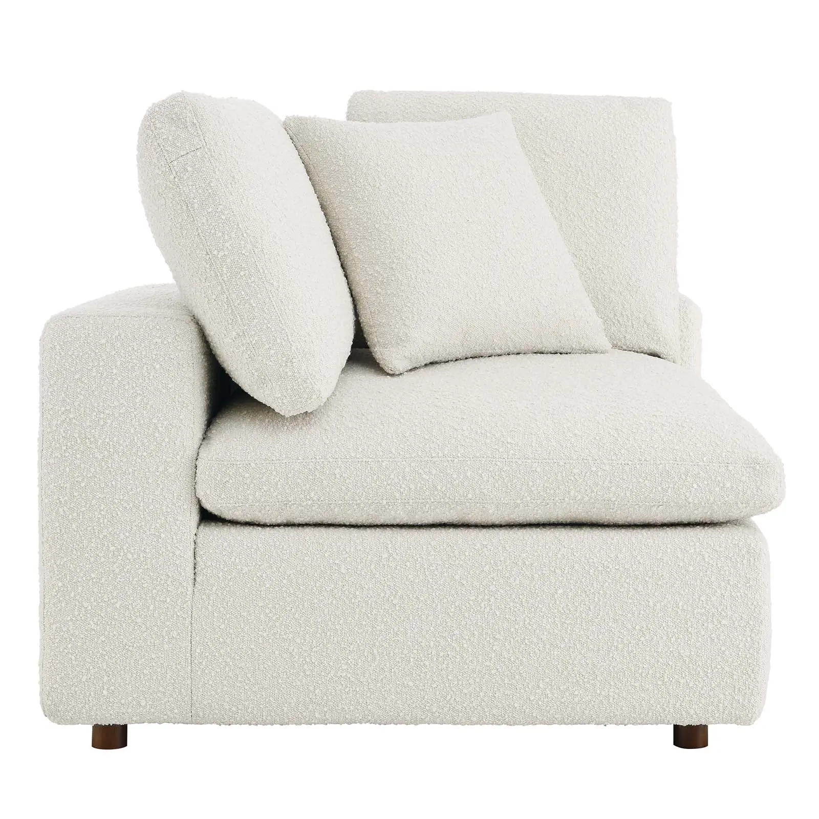 Commix Down Filled Overstuffed Boucle Fabric Corner Chair Ivory EEI-6259-IVO