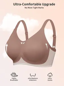 Women's Jelly Wireless Bra, Comfortable Casual Design, Medium Support Full Coverage, Daily Wear Bras for All Seasons