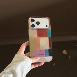Colorful Block Pattern Protective Phone Case Cover for Apple Smartphone, Fits iPhone 17 Pro Max, 16 Pro Max, 15 Pro Max, 14 Pro, 13 Pro, Fashionable Women's Case Casing Protector Protection Cellphone