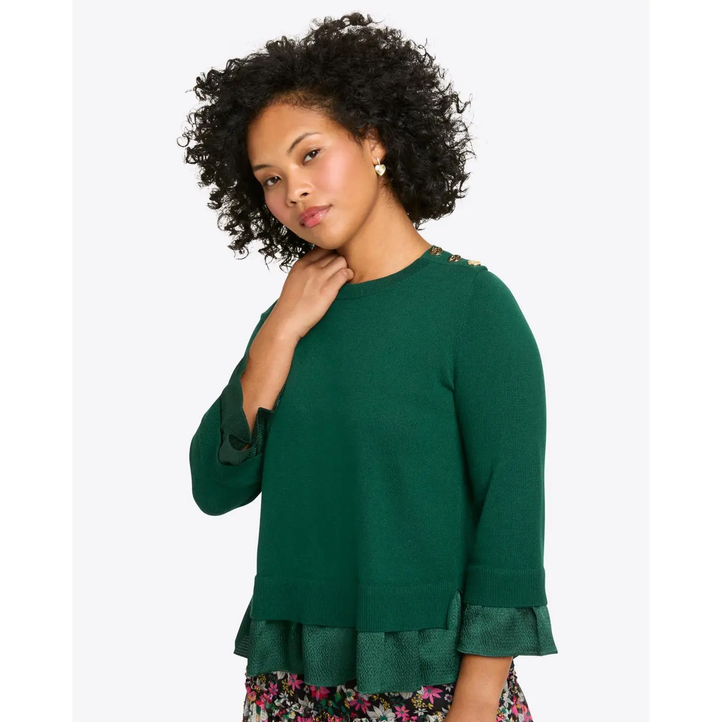 Mixed Media Sweater in Evergreen