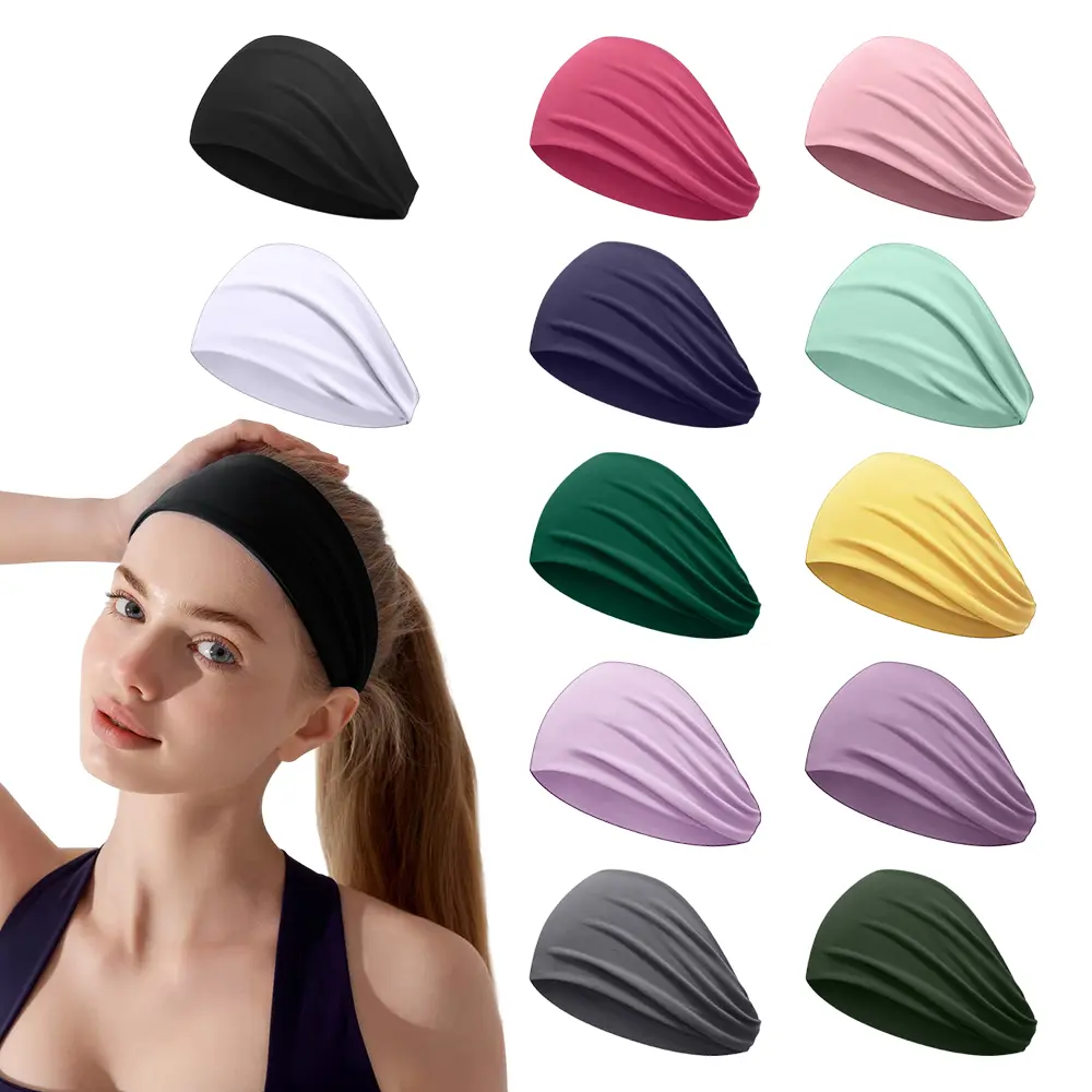 A Set of 12/10 Pcs Fabric Headbands for Women,Sweat Bands Headbands for Girls,Ladies,Sports Headwear for Home Outdoor Fitness Yoga,Halloween Christmas Party Fathersdaygift