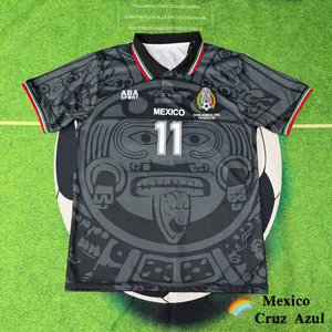 1998 World Cup Mexico National Team Blanco 11 Short-Sleeve Black Soccer Jersey