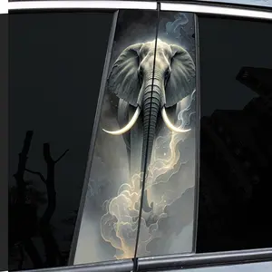 2-Piece Dream Elephant Design Creative Decal - High Gloss - Waterproof and Scratch Resistant - PVC - Sticker - Self-Adhesive, Suitable for -b Rod - Door Post, etc. - Ideal for Vehicles - Decal For Cars - Wall and Window Glass Decoration Car Decals
