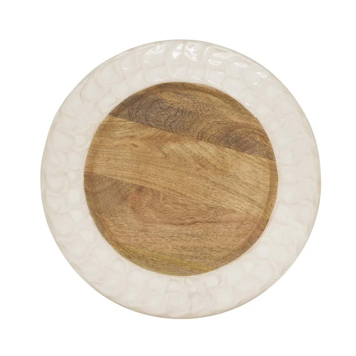 Saro Lifestyle CH793.I13R 13 in. Enamel-Framed Wooden Charger Plate, Ivory - Set of 4