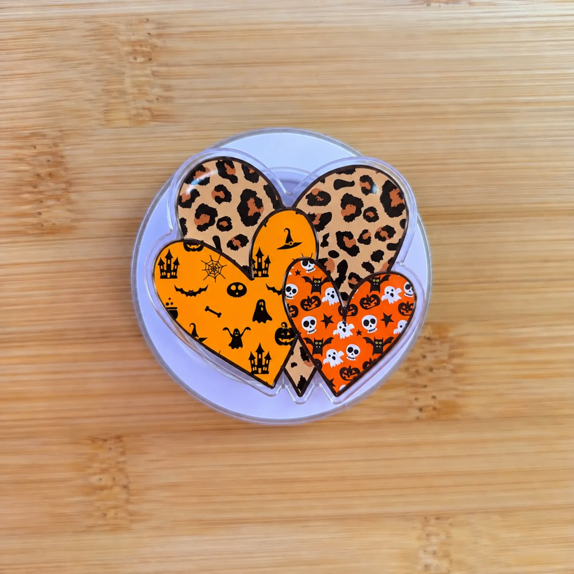 Leopard Print Halloween MagSafe Phone Grip, Spooky Heart Magnetic PopSocket, Pumpkin Ghost Leopard Phone Grip, Cute Halloween Phone Accessory, Spooky Season Gift Idea