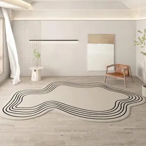 Irregular Line Pattern Carpet, 1 Count Creative Non-slip Soft Floor Mat, Washable Decorative Carpet for Home Living Room Bedroom Hotel, Machine Washable Rug, Washable Modern Rug