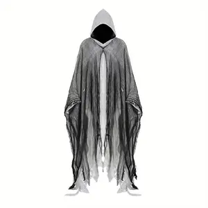 Halloween Horror Grim Reaper Costume Men's Cloak Witch Unisex Hooded Adult Role-Playing Props Womenswear Black Ghost Minimalist mad hatter bee peach timothee chalamet denki kaminari hero
