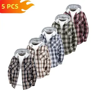 Windproof Hooded Jacket coat outdoor clothing 2025 New Casual Loose Trendy Plaid Hooded Shirt, Men's and Women's Versatile Shirt, Top Coat jackets for men hoodie Hooded Winter Jacket outerwear athleisure