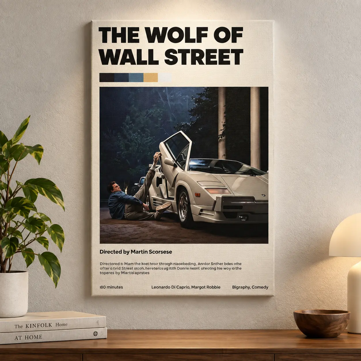 The Wolf of Wall Street Vintage Canvas Poster - Bold Wolf Scene, Artistic Graphic Prints, Iconic Film Artwork for Walls, Room Accessories, Vintage Things, Living Room Home Decor Collectible, Iconic Film Scene