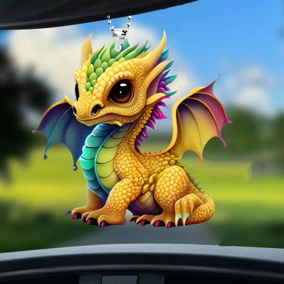 Cartoon Dragon Design Car Hanging Ornament, Exquisite Acrylic Car Pendant, Car Interior Pendant for Car & Home