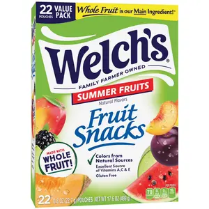 Welch's Summer Fruits Snacks, Gluten Free Soft Chewy Candy, 0.8 oz, 22 Count