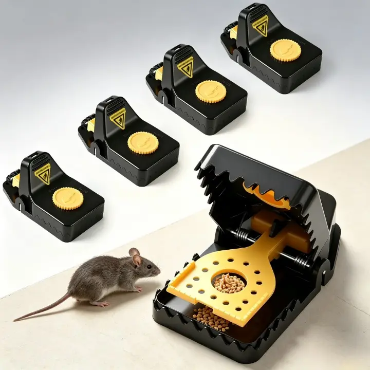 Rodent Trap Heavy-Duty Humane for Indoor Outdoor Use, Quick-Snap Mechanism, Non-Toxic ABS Plastic, Pest Control, Set of 4 for Homes, Garages & Gardens