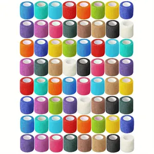 64 piece Athletic Elastic Non Woven Cohesive Bandage 2 Inch Self Adhesive Bandage Flexible Self Adherent Bandage Rolls for Stretch Athletic Beauty & Personal Care