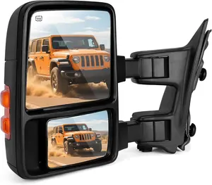 YITAMOTOR Towing Mirror for 2008-2016 Ford F250 F350 F450 F550 Super Duty Left Driver Side Power Heated Telescoping Folding Turn Signal Light Black