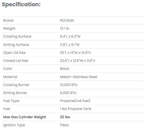 [TOP RATED - FLASH SALE] ROVSUN 1-Burner 2-in-1 Portable Camping Stove & Propane Griddle Black