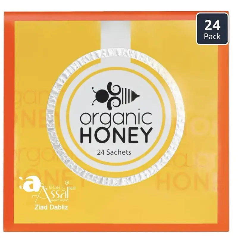 24-Pack Organic Honey Sachets with Bee Pollen & Herbal Blend