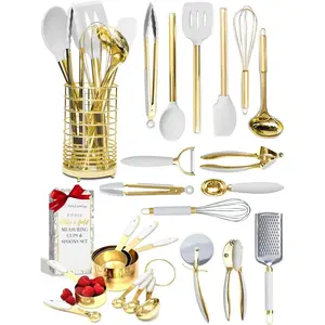 White and Gold 23-Piece Kitchen Utensil Set