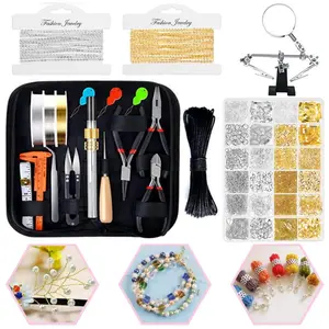 Jewelry Making Supplies Kit Jewelry Making Tools with Earring Hooks, Findings, Wires, Chains and Helping Hands for Jewelry Making, Repair and Beading