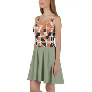 Geo Block Athletic Dress — Printed Pickleball Skater Dress
