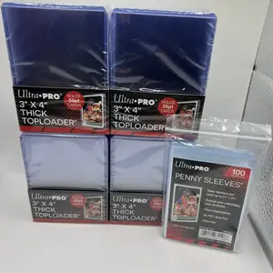 Ultra Pro 3X4 Thick 55pt Toploaders 4 Packs of 25 toploaders AND 100 Sleeves