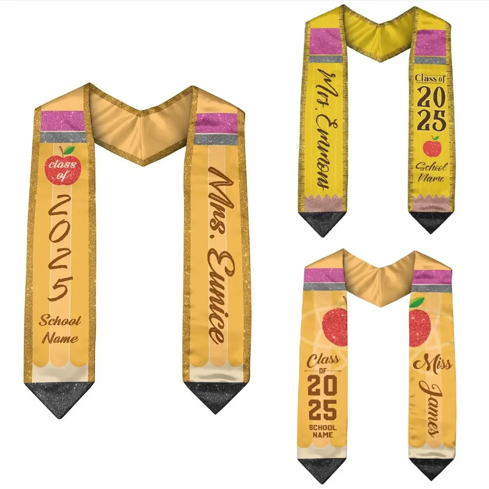 Custom Graduation Stole Class Of 2025, Teacher Graduation Stole 2025, Pencil Stole Graduation For Teachers, Sash Gift For Teacher