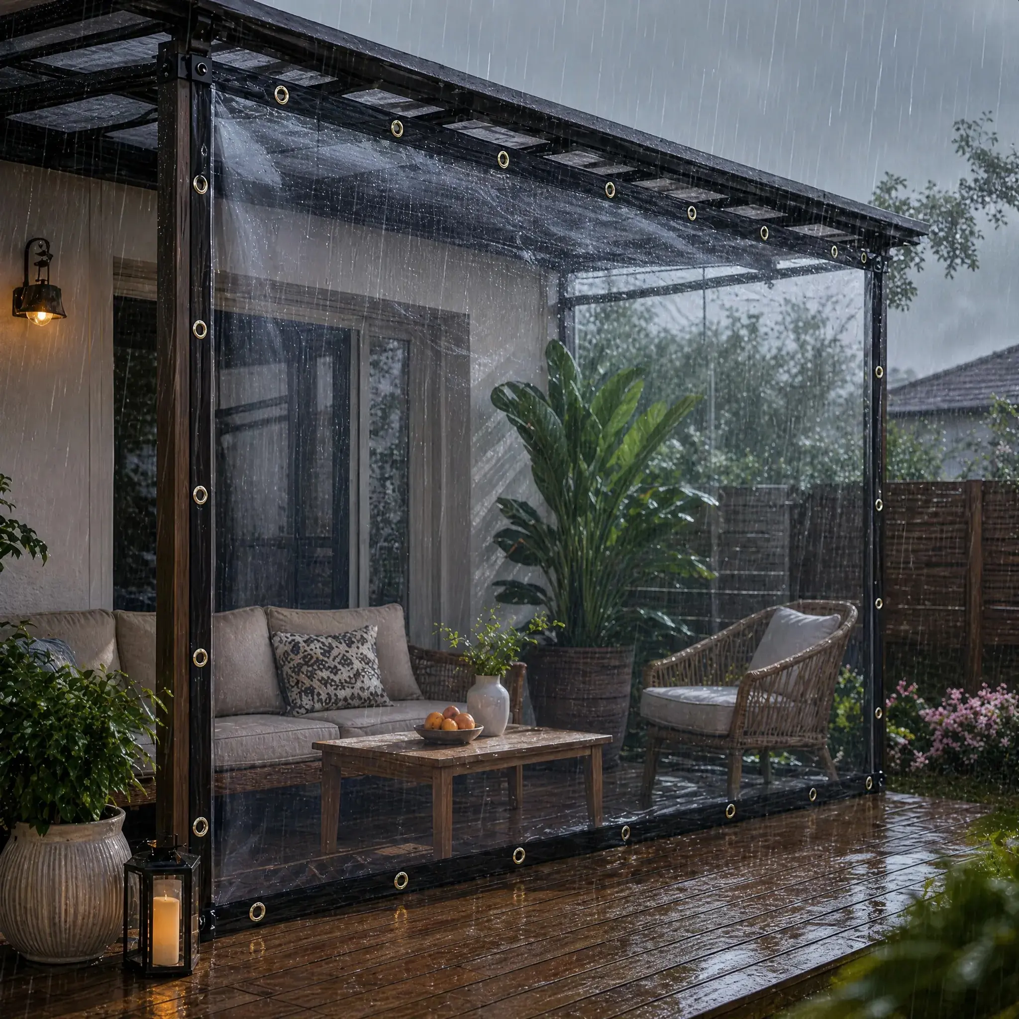Transparent Waterproof Tarp, Rainproof Cloth with Hole Loops, Easy Installation with Tying Ropes, Suitable for Garden, Courtyard, Balcony, Greenhouse, Succulent Flowers, Plants, Pet Roof, Transparent Waterproof Cloth, Dustproof, Rainproof