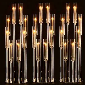 Large Candelabra Wedding Centerpiece, Floor-Standing Candle Holder Stand, 8-Arm Transparent Candlestick, Event and Decoration, Home Decor