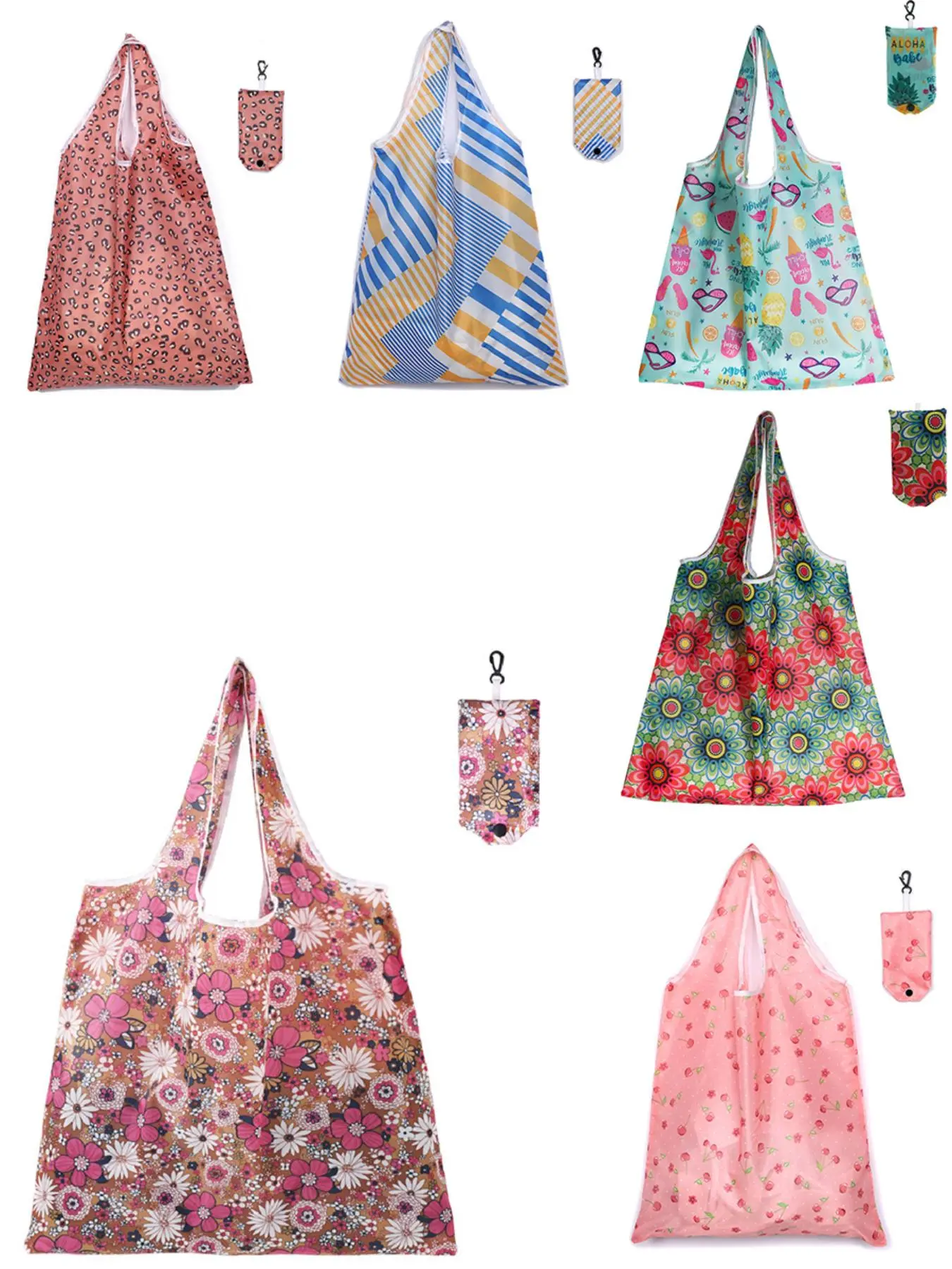 Floral Pattern Foldable Shopping Bag, Large Capacity Portable Reusable Handbag, Foldable Storage Bag for Outdoor Shopping, Reusable Shopping Bags Folding, Casual Shopping Bag