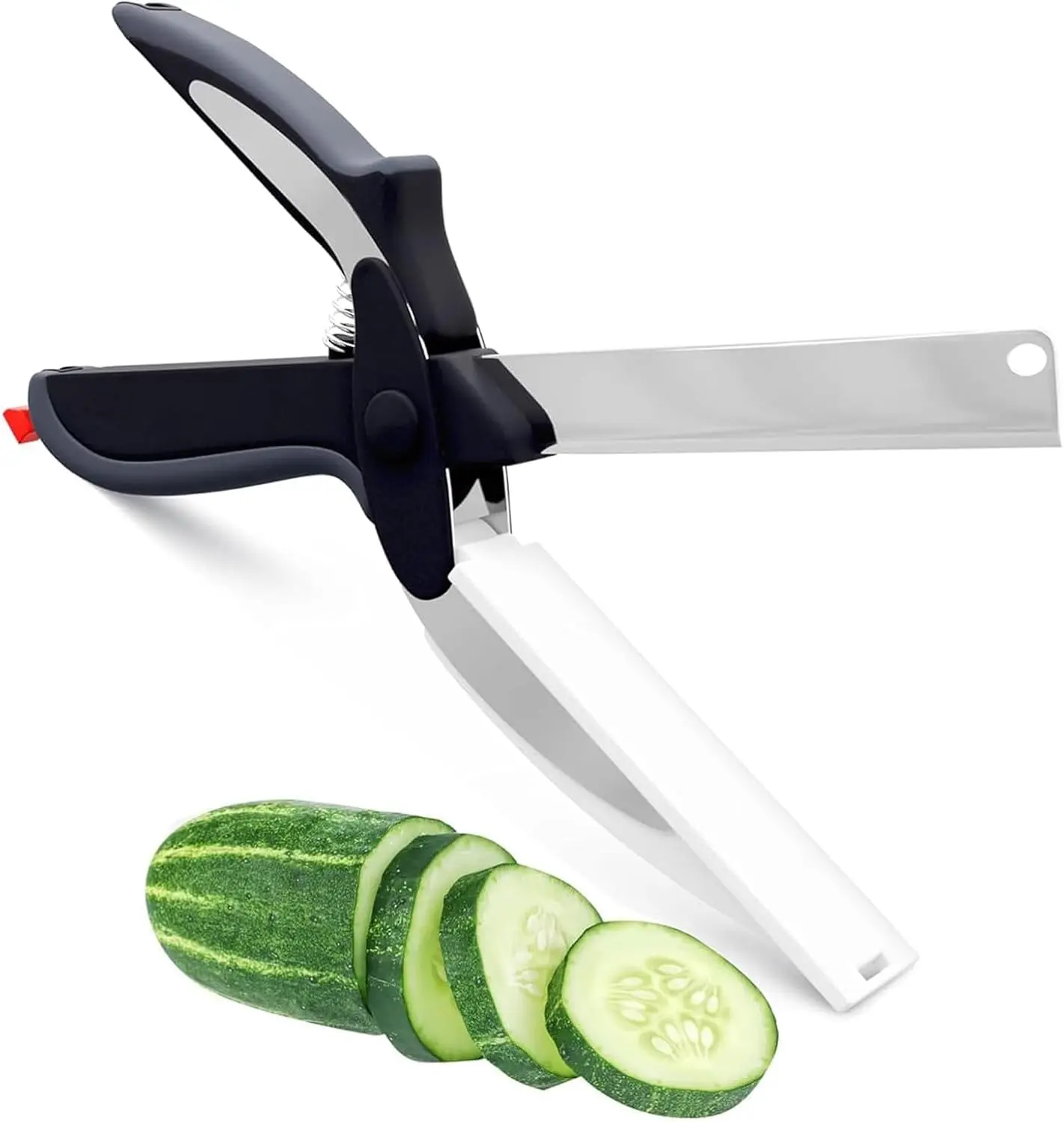 9.5" Ambidextrous 2-in-1 Home Kitchen Cutting Shears with Built-in Board, Dishwasher Safe Scissor Shape Tool for Slicing Vegetables, Fruits, Steel Plastic