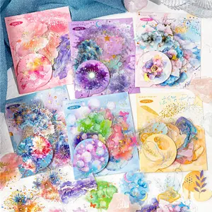 20 Sheets Pet Material Stickers, Dream Glow Series Watercolor Blending Theme, Journaling Supplies, Bottle Decoration Stickers