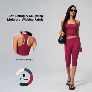 NVWA Summer Two-Piece Set: Racerback tank + cooling capris. Made from breathable, moisture-wicking fabric with built-in tummy control & butt-lifting. Perfect for fitness, yoga, and casual everyday wear.