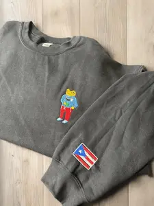 Puerto Rico Embroidery Sweatshirt, Minimalist Hoodie, Gift for her, Gift For Him Menswear Cotton, Puerto Rico