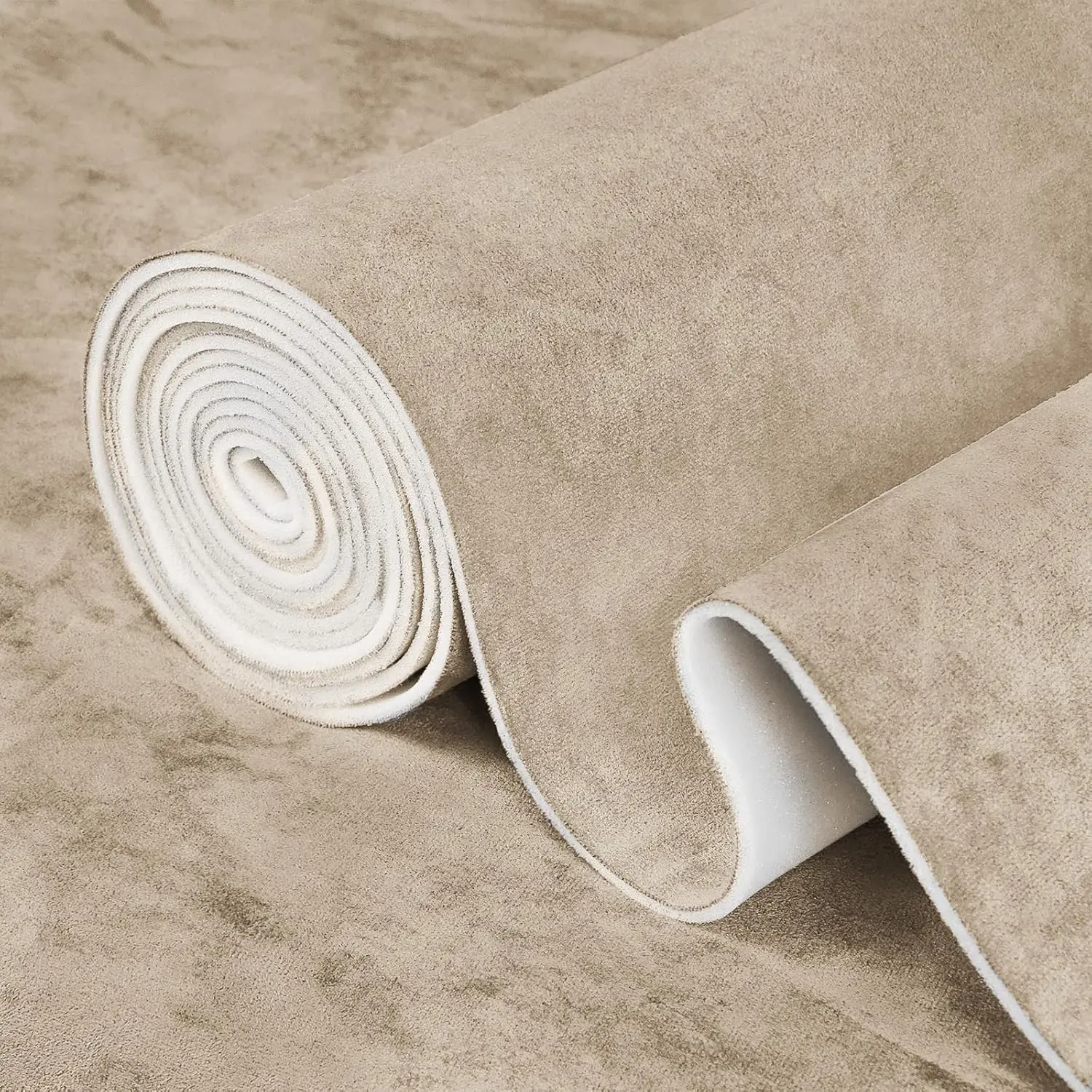 Beige Suede Headliner Fabric for Car Roof 54"x60", Suede Material | 1/8" Foam Backed, Soft Touch, Anti-Sag, Soundproof, Flame-Retardant Automotive Upholstery DIY Replacement for SUV, Truck, RV