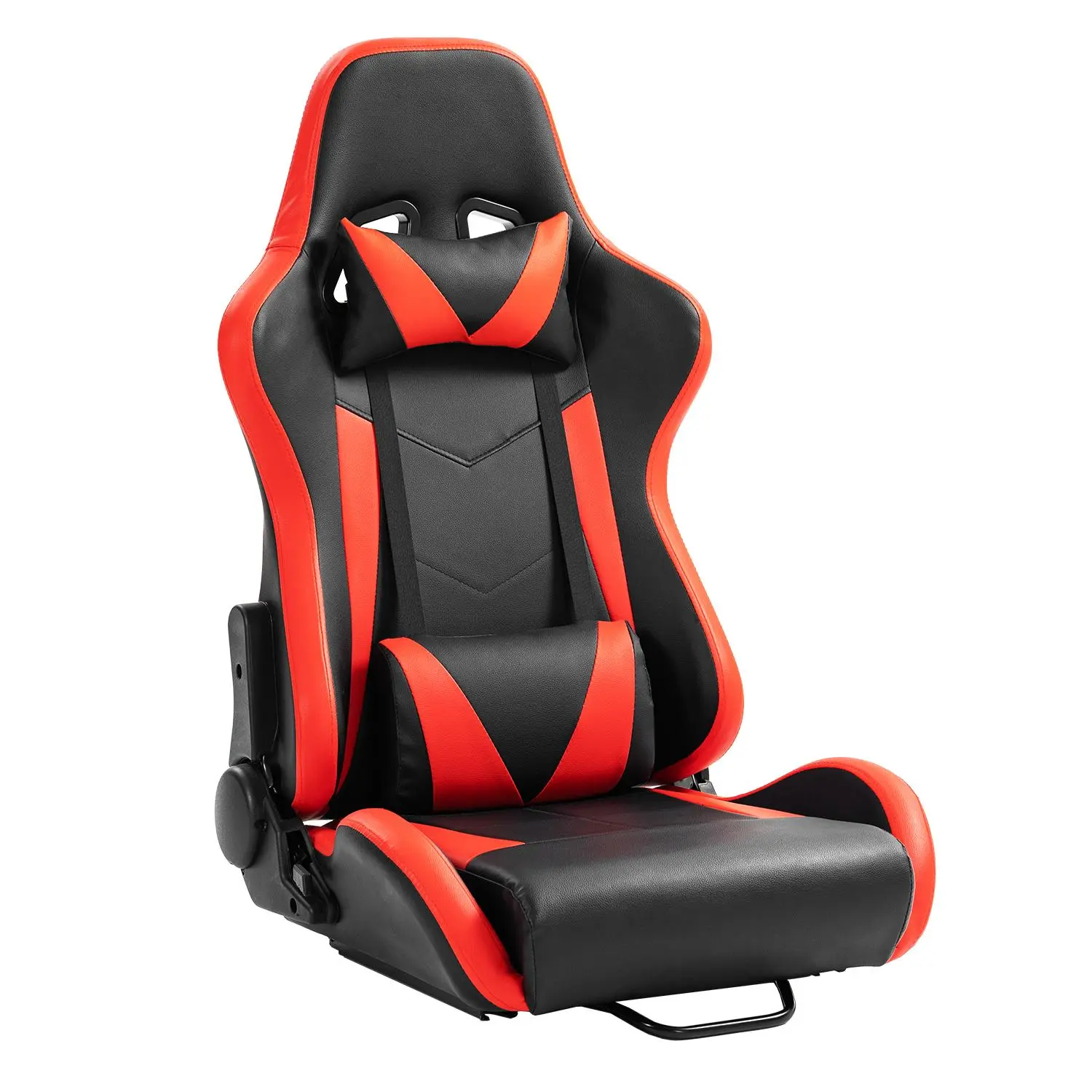 Dardoo Dual Lock Slide Racing Seat - Comfortable Breathable PVC, Adjustable Angle, Ergonomic, Double-Rail Structure, Easy to Clean, Racing Simulation Cockpit Compatible, Includes Headrest & Waist Pillow, Mounts & Installation Accessories (Red)