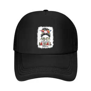 Women Loud And Proud Baseball Mom Mama Messy Bun Leopard Baseball Cap