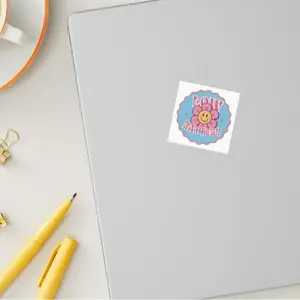 Blue Playful Low Battery Square Sticker 1 inchs ticker