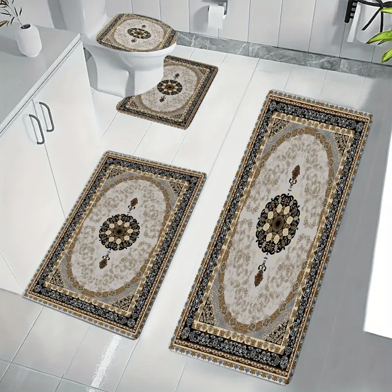 Joyfinity Anti-Skid, Comfortable Polyester Rectangle Bathroom Mats, Machine-Washable Home Decor for All Seasons, Anti-Skid Bath Mats, Bohemian Bath Mats