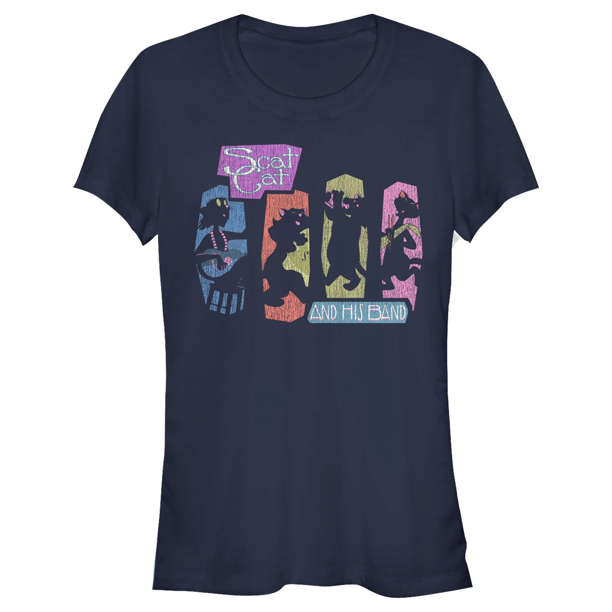 Junior's Women Aristocats Distressed Scat Cat and His Band T-Shirt