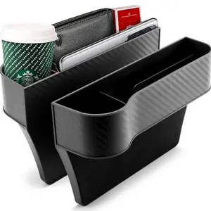 Car Seat Side Storage Box, 2 Counts Car Seat Side Organizer with Cup Holder, Car Interior Storage Box for Cup, Phone, Key, Card, Car Accessories, Car Console Organizer, Car Storage Organizers