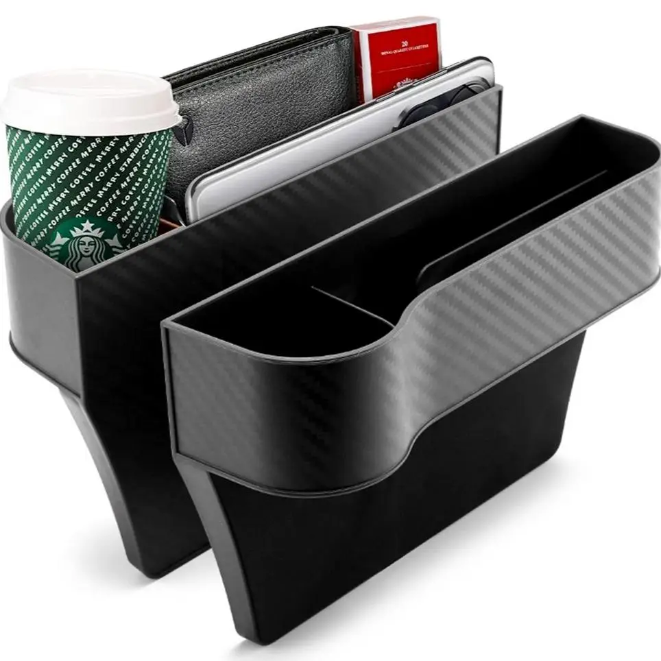 Car Seat Side Storage Box, 2 Counts Car Seat Side Organizer with Cup Holder, Car Interior Storage Box for Cup, Phone, Key, Card, Car Accessories