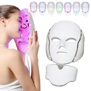 LED Face Mask 7-Color Red Light Therapy Facial Skin Care Off White 110V-220V 20x24x5cm Collagen Boost Pore Tightening Oxygen Increase