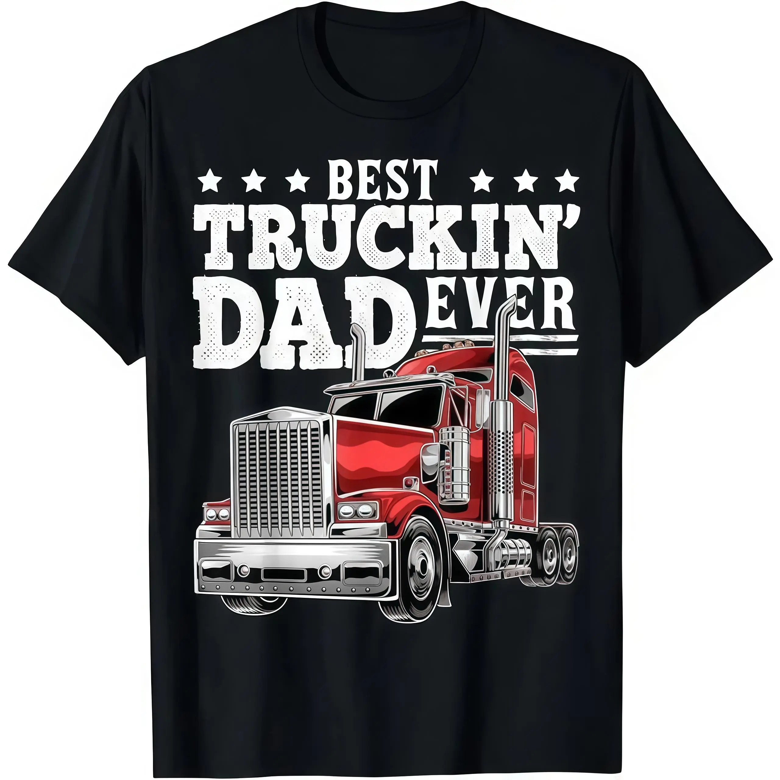 Best Truckin Dad Ever Big Rig Trucker Father'S Day Gift Men T-Shirt Vintage semi-truck design For Men's and Women's Gifts Retro summer OOTD Casual Cotton Menswear Crew Neck Graphic Print Tee Top Womenswear Streetwear Tshirt