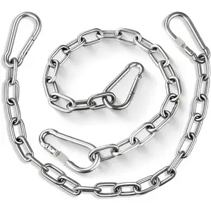 2 Pack Heavy Duty Stainless Steel Chains Punching Bag Chain with 4 Carabiners 550LB Capacity Hammock Hardware Kit for Swing Chairs Hammocks Punching Bags Yoga Trapeze Indoor & Outdoor Gym