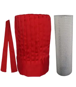 Hibachi Chef Hats Teppanyaki Uniform Chef - Cotton Material Red Color with White Mesh Back