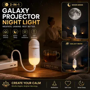 Projector Night Light，Night Light for Bedroom Ceiling Room Decor，USB Powered Projection Lamp for Car & Home，Starry Sky Night Light Projector with Multiple Projection Films, Adjustable Brightness for Kids Adults