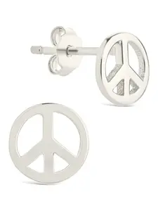 Sterling Silver Peace Sign Studs